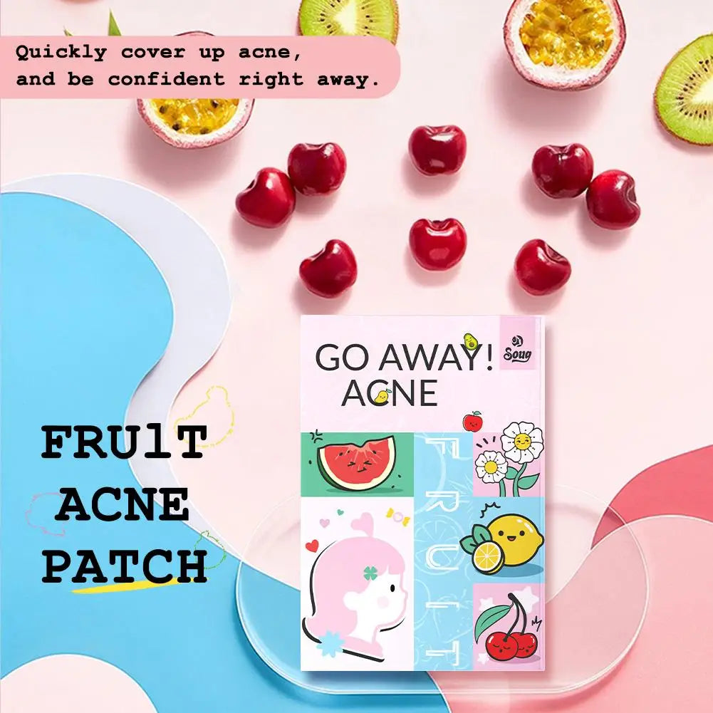 Cute Food Acne Patch – 120 st roliga acneplåster med fruktmotiv, behandlar & täcker finnar