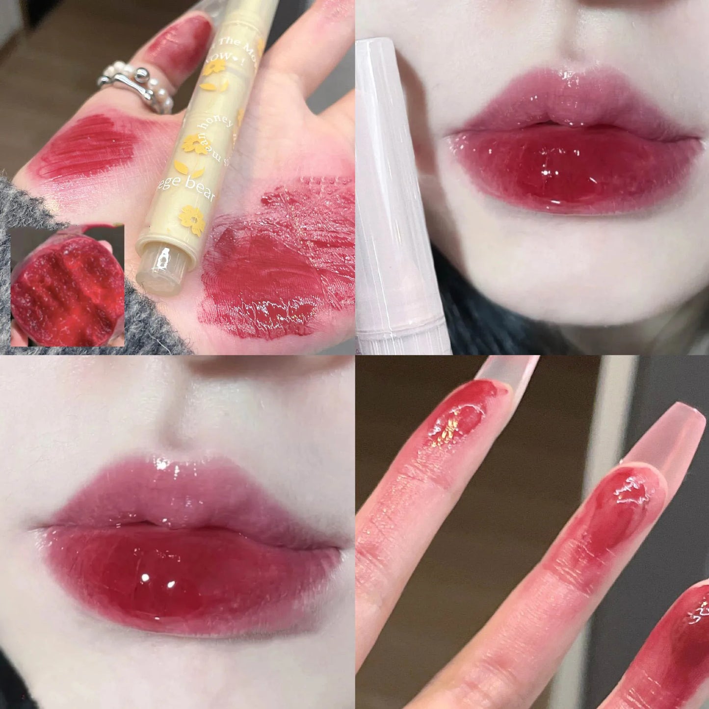 Water-light Lip Glaze – hjärtformad lip tint med glitter, långvarig fukt & spegelglans