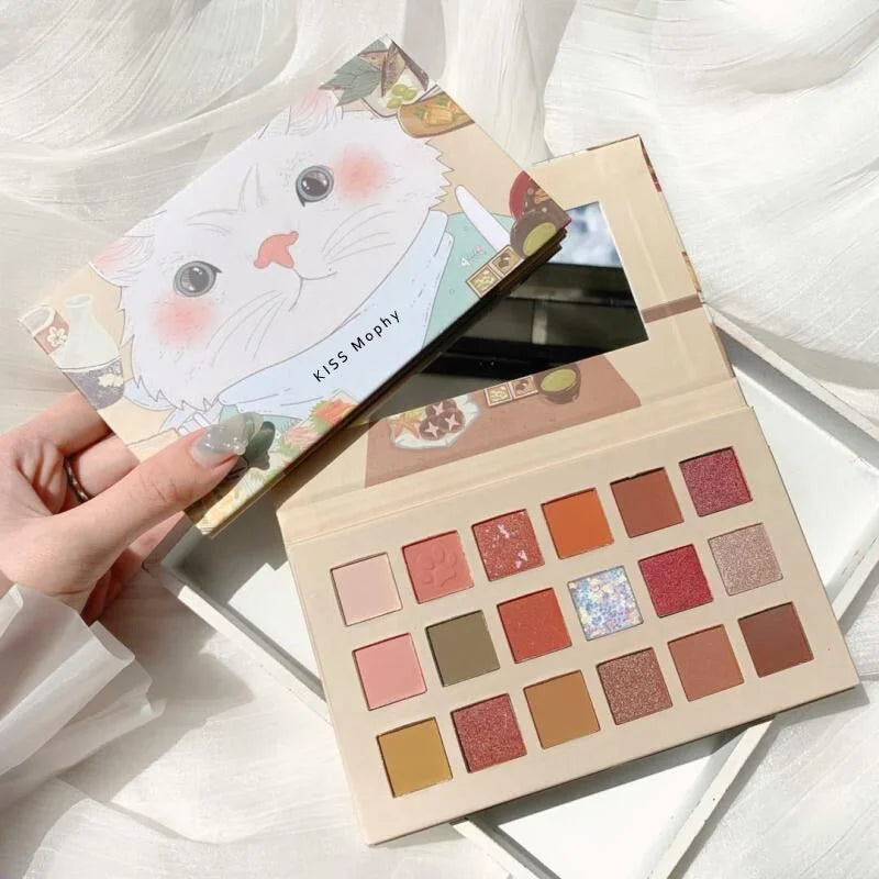 18-färgs Cat Eyeshadow Palette – matt, skimrande & glitter