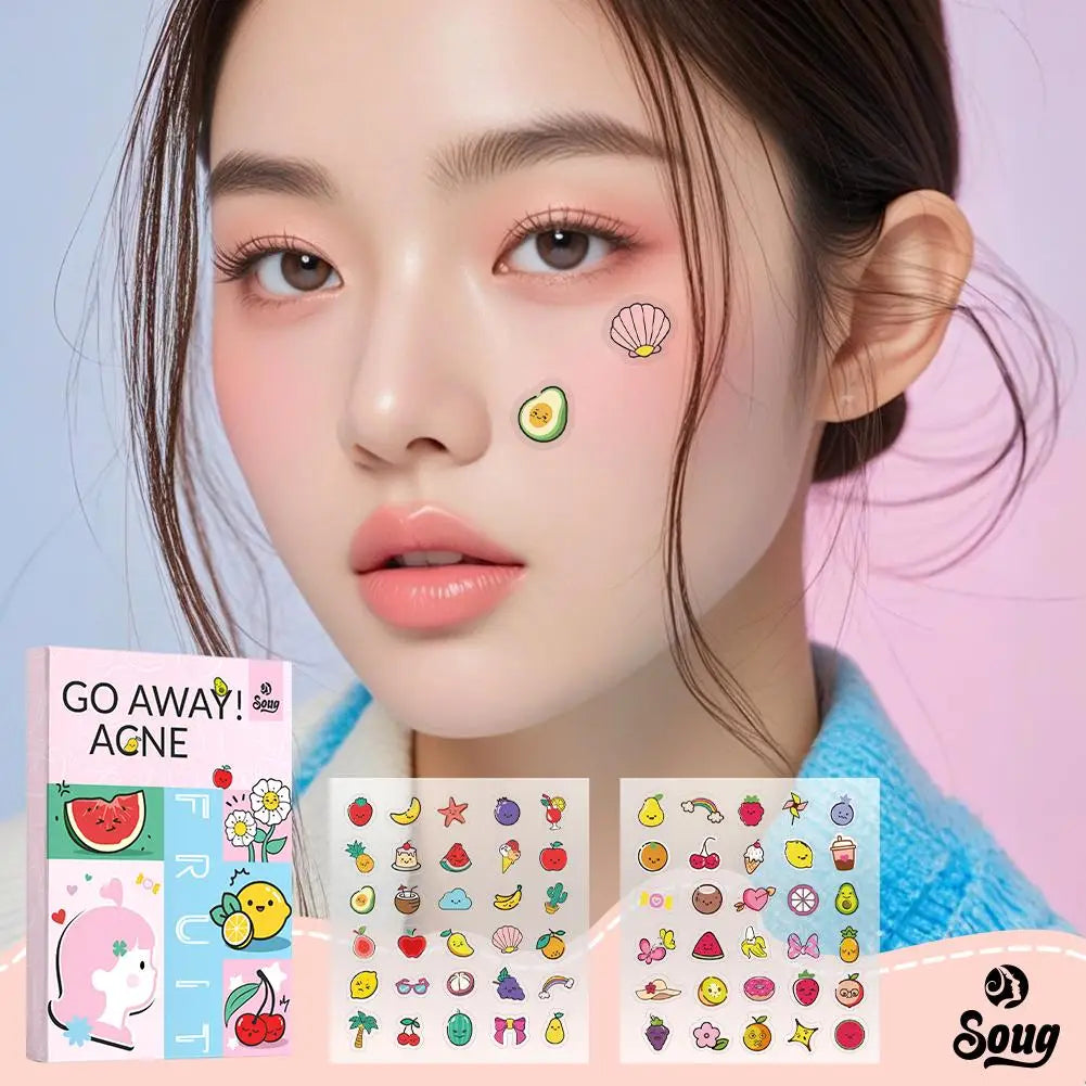 Cute Food Acne Patch – 120 st roliga acneplåster med fruktmotiv, behandlar & täcker finnar