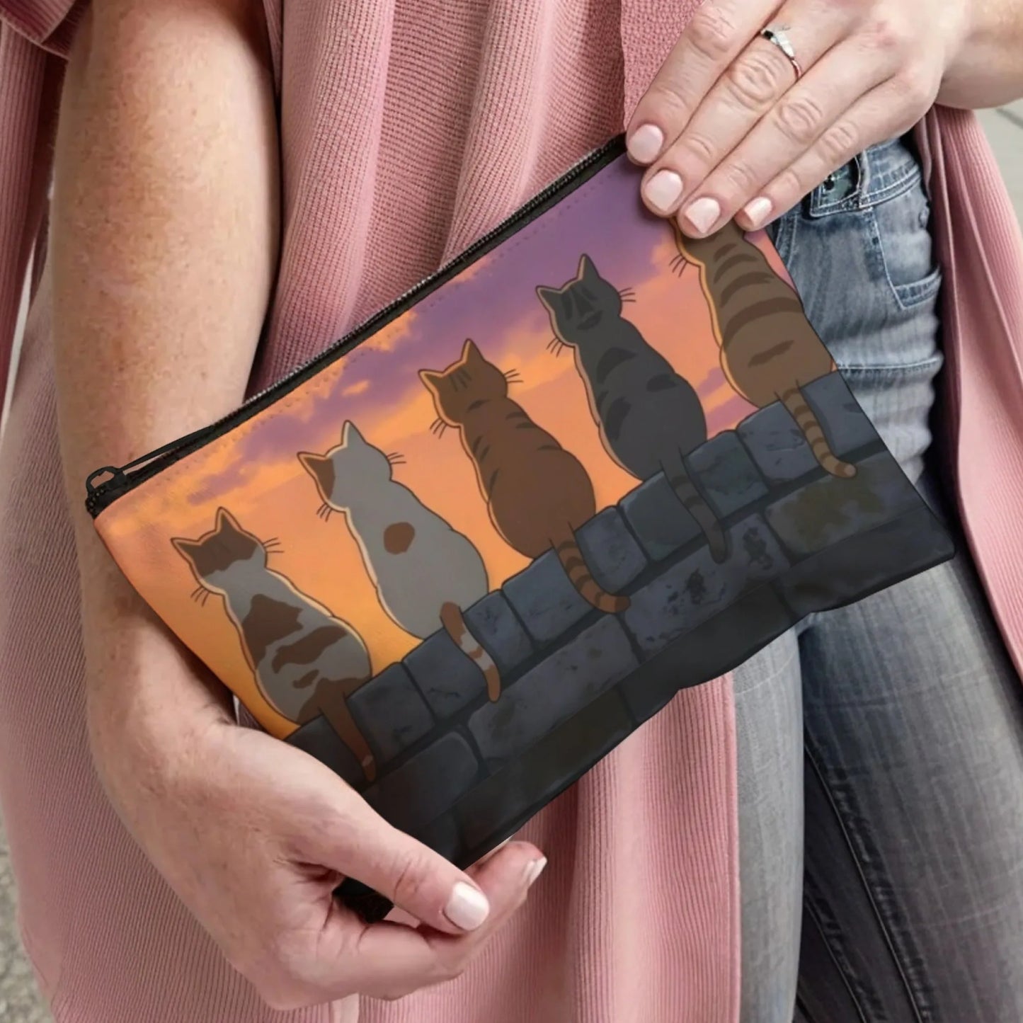 White Cat Cosmetic Pouch – drömmig sminkväska för kattälskare