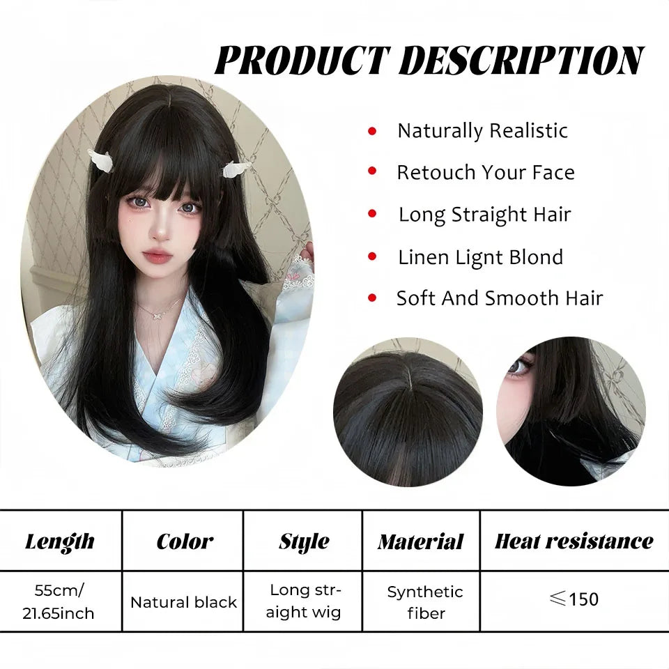 Ombre Harajuku-peruk 66 cm – lång vågig cosplayperuk med lugg