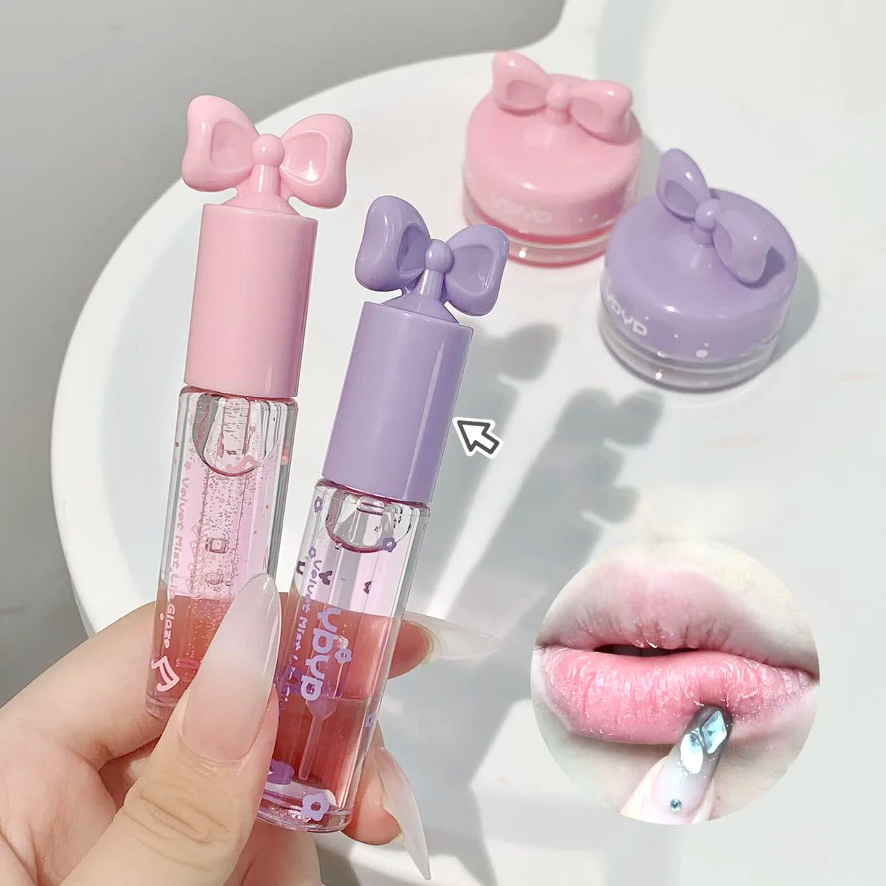 2-delat lip care set – återfuktande lip gloss & lip mask med persikoessens