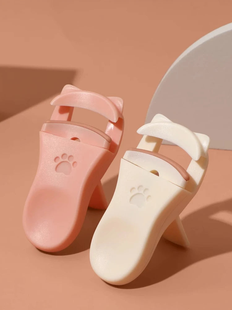 Katt-tass ögonfransböjare – söt och portabel fransböjare med extra silikonpad