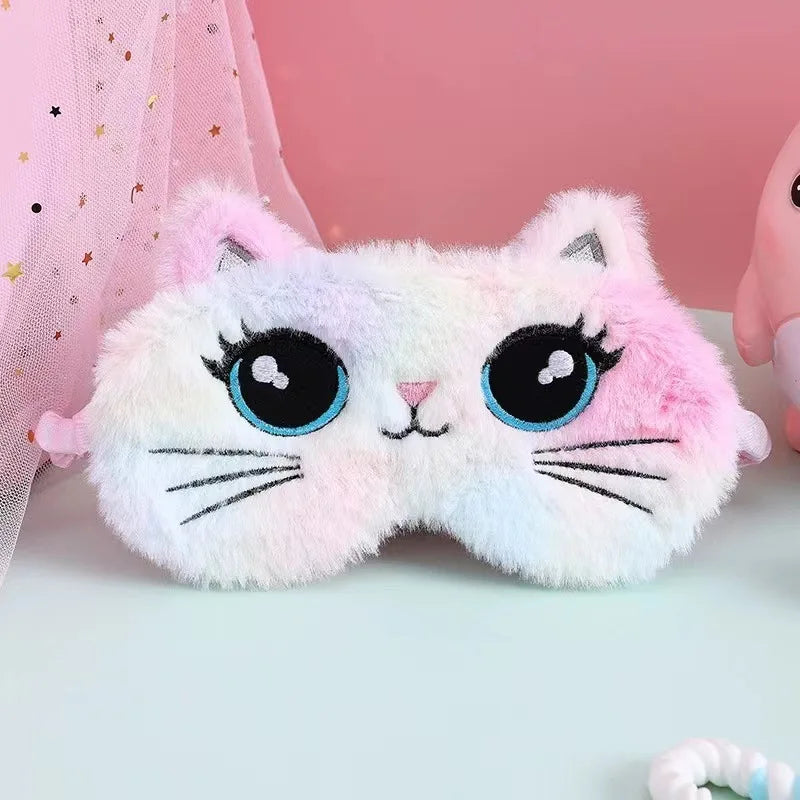 Kawaii plush sovmask – mjuk ögonmask i sidenimitation