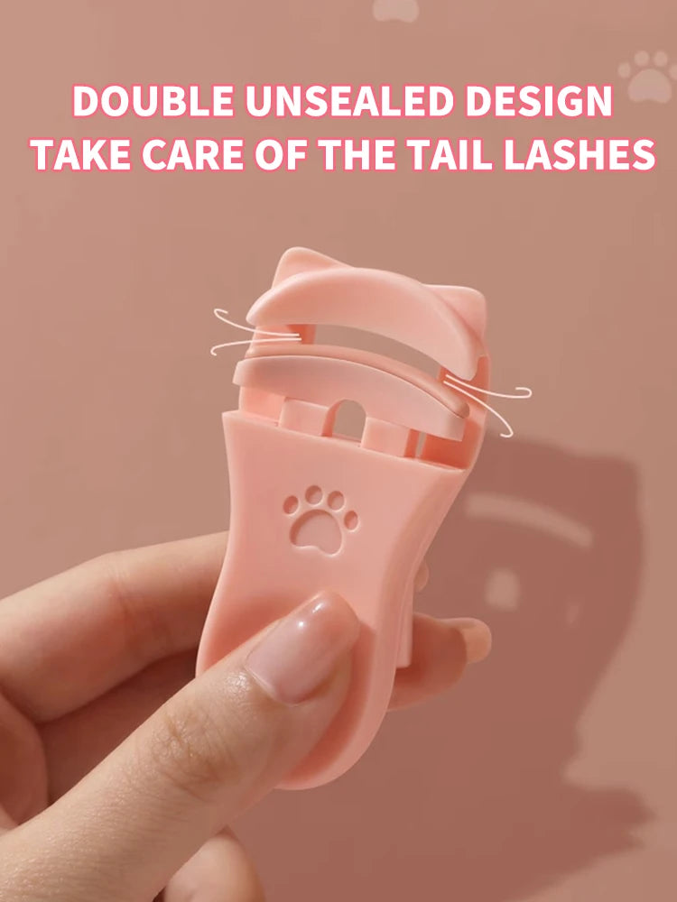 Katt-tass ögonfransböjare – söt och portabel fransböjare med extra silikonpad