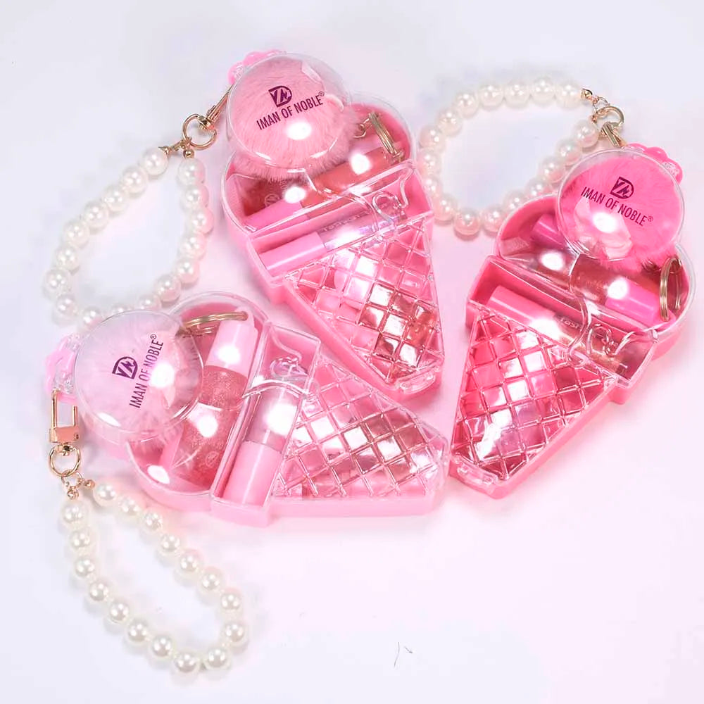 Ice Cream Bear Lip Gloss Set – söt nyckelrings-gloss med långvarig fukt & glans