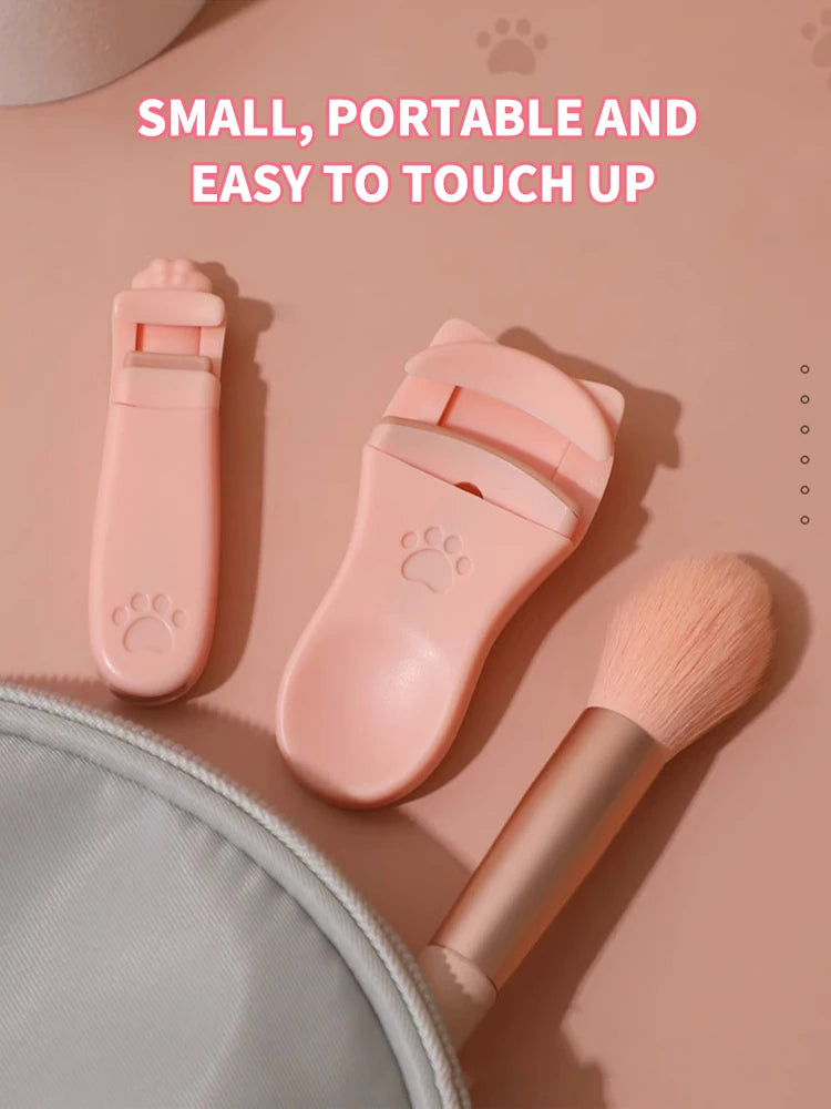 Katt-tass ögonfransböjare – söt och portabel fransböjare med extra silikonpad