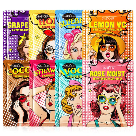 Beauty Fruits ansiktsmasker 8-pack – återfuktande, lystergivande & uppstramande sheet masks