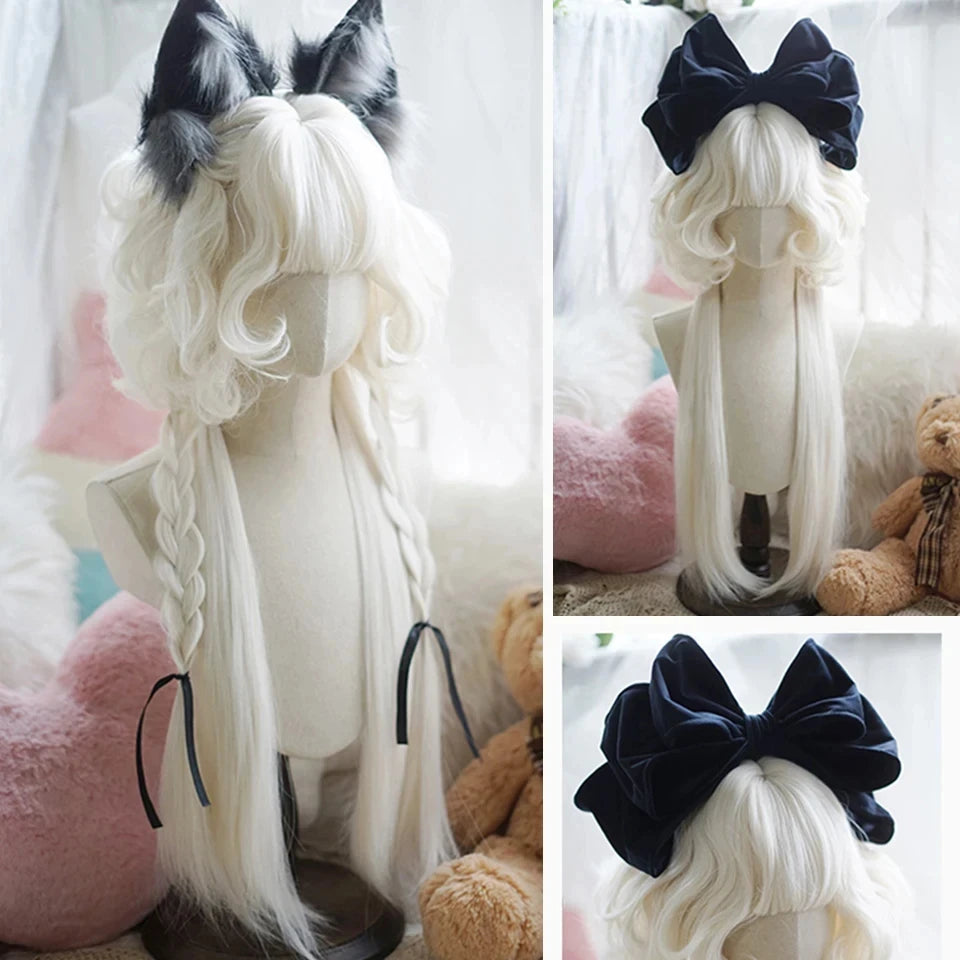 Ombre Harajuku-peruk 66 cm – lång vågig cosplayperuk med lugg