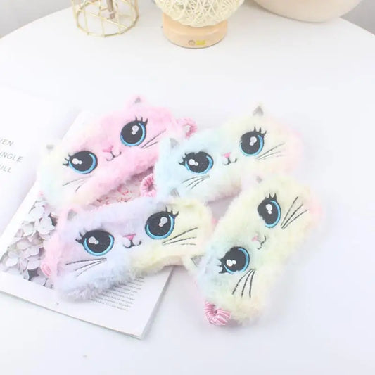Kawaii plush sovmask – mjuk ögonmask i sidenimitation