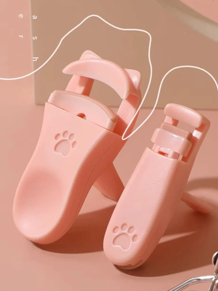 Katt-tass ögonfransböjare – söt och portabel fransböjare med extra silikonpad