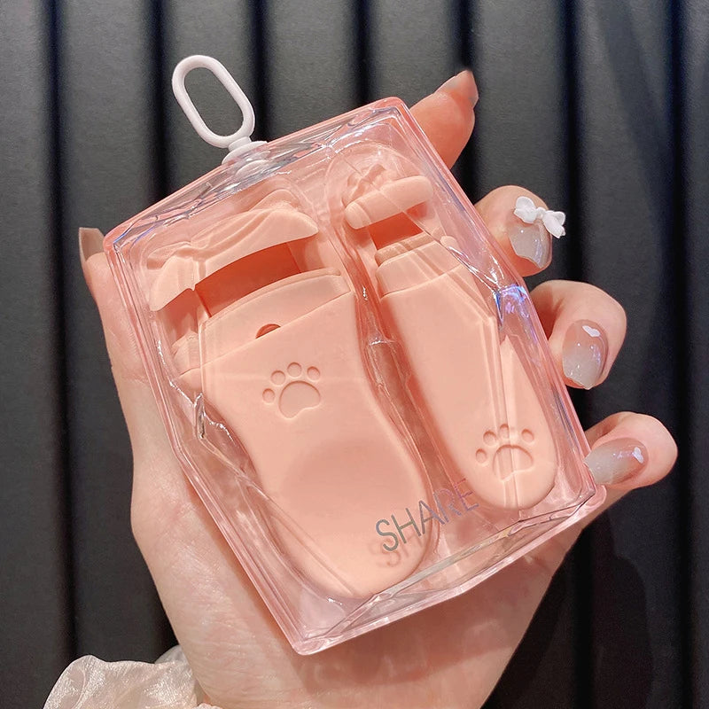 Katt-tass ögonfransböjare – söt och portabel fransböjare med extra silikonpad