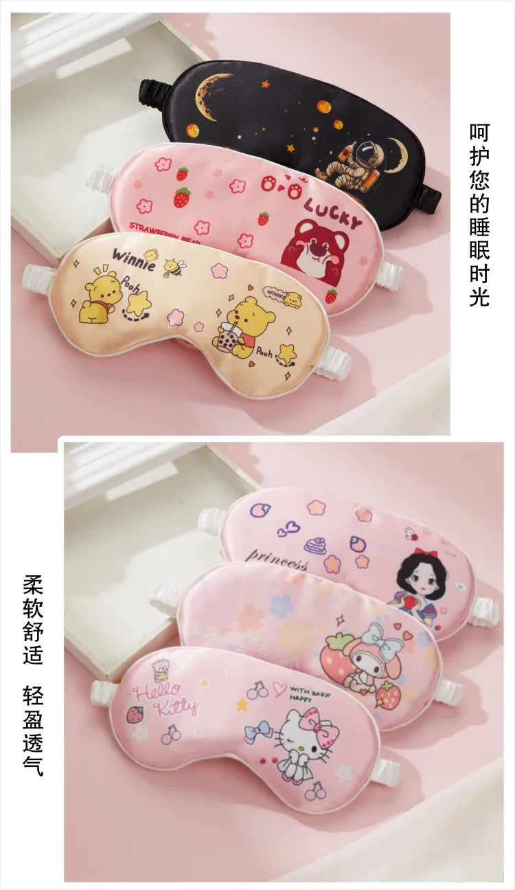 Sanrio Hello Kitty & Kuromi sovmask – silkeslen ögonmask för vila, resa & kawaii-stil