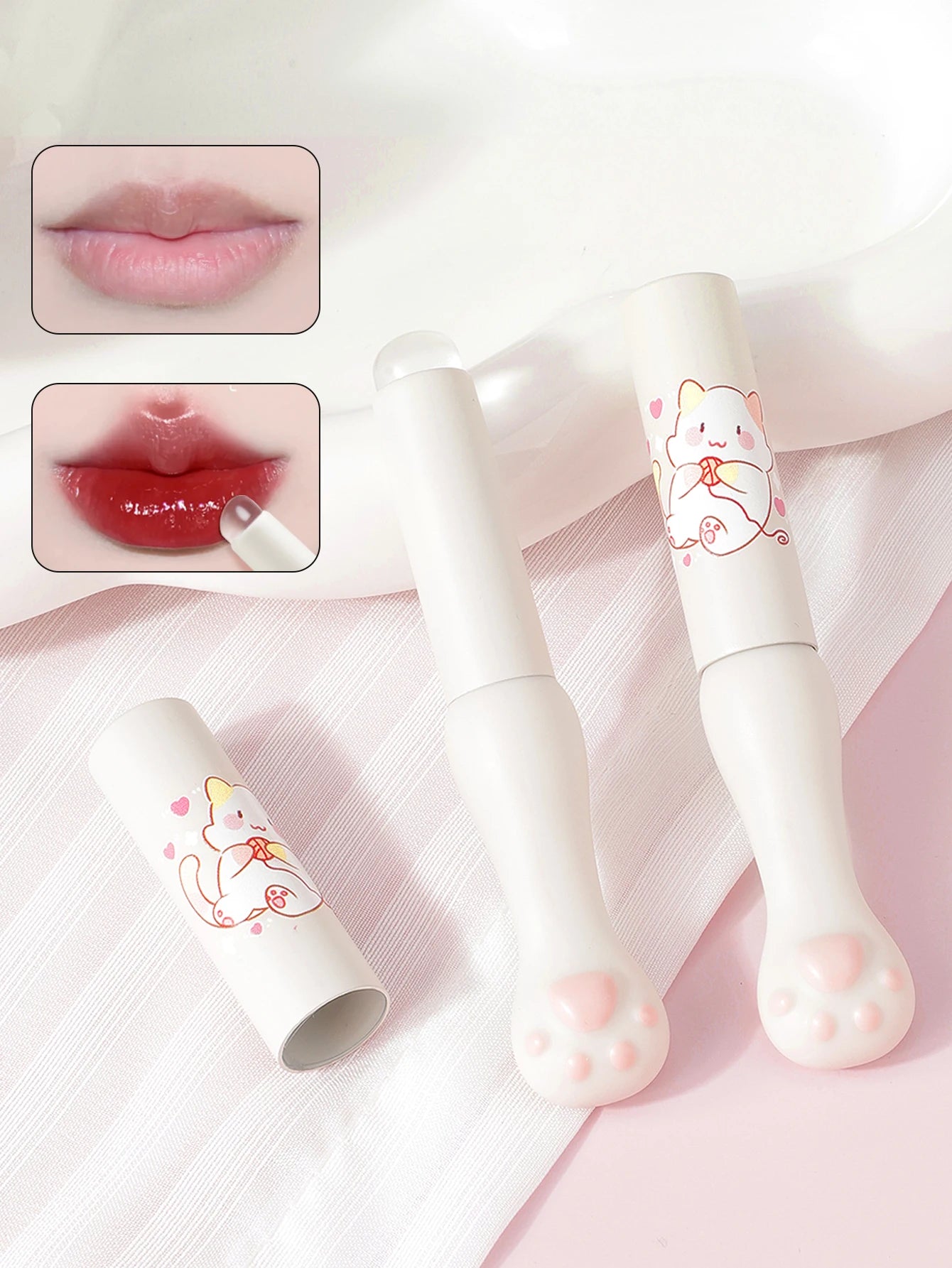 Katt-tass läppborste i silikon – gulligt sminkverktyg för jämn applicering