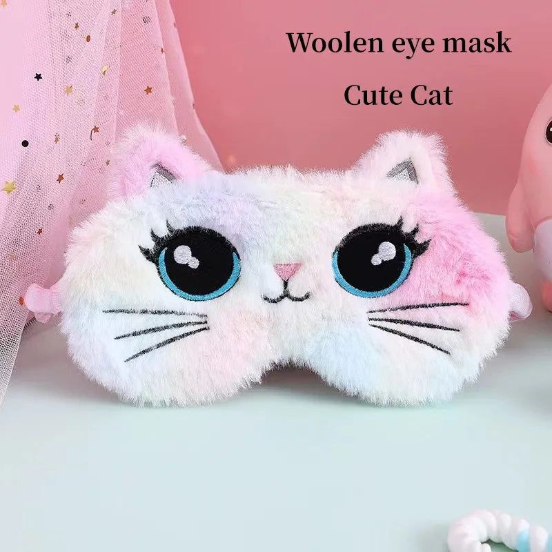 Kawaii plush sovmask – mjuk ögonmask i sidenimitation