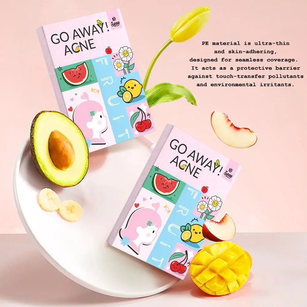 Cute Food Acne Patch – 120 st roliga acneplåster med fruktmotiv, behandlar & täcker finnar
