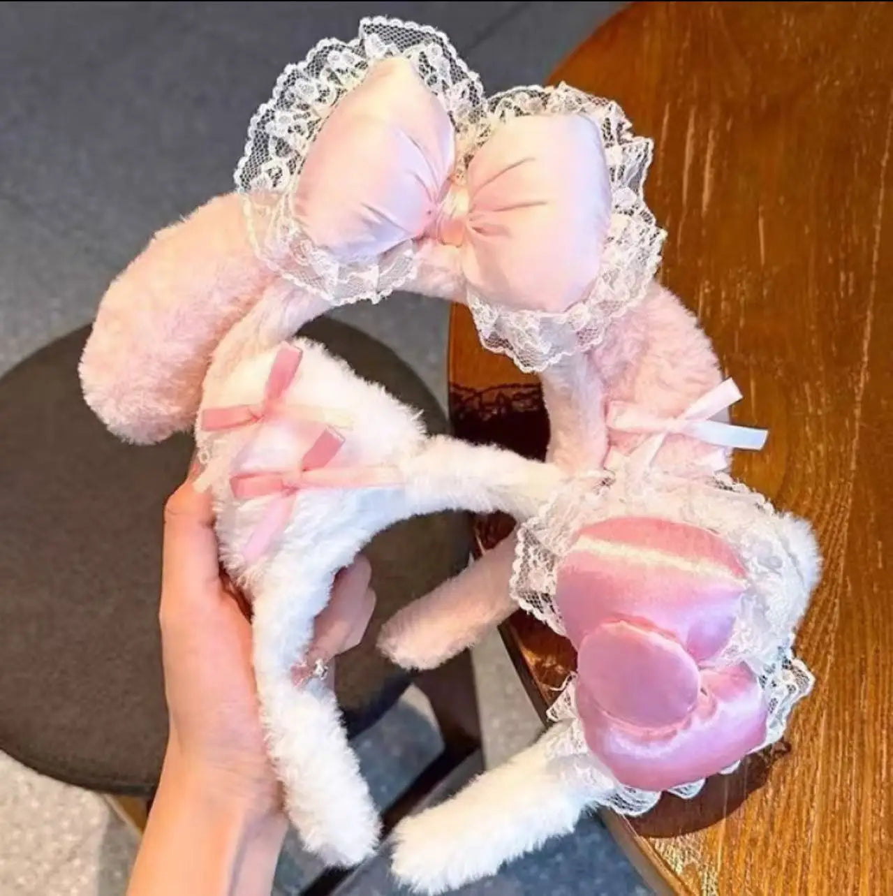 Hello Kitty hårband för barn – söta plyschiga håraccessoarer med spets & rosetter