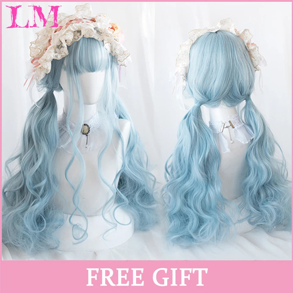 Rosa rak peruk 61 cm – lång syntetperuk med lugg