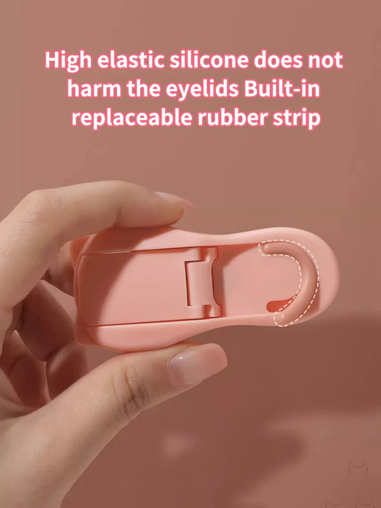Katt-tass ögonfransböjare – söt och portabel fransböjare med extra silikonpad