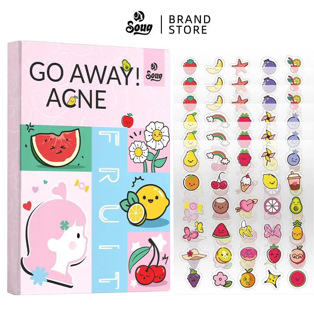 Cute Food Acne Patch – 120 st roliga acneplåster med fruktmotiv, behandlar & täcker finnar