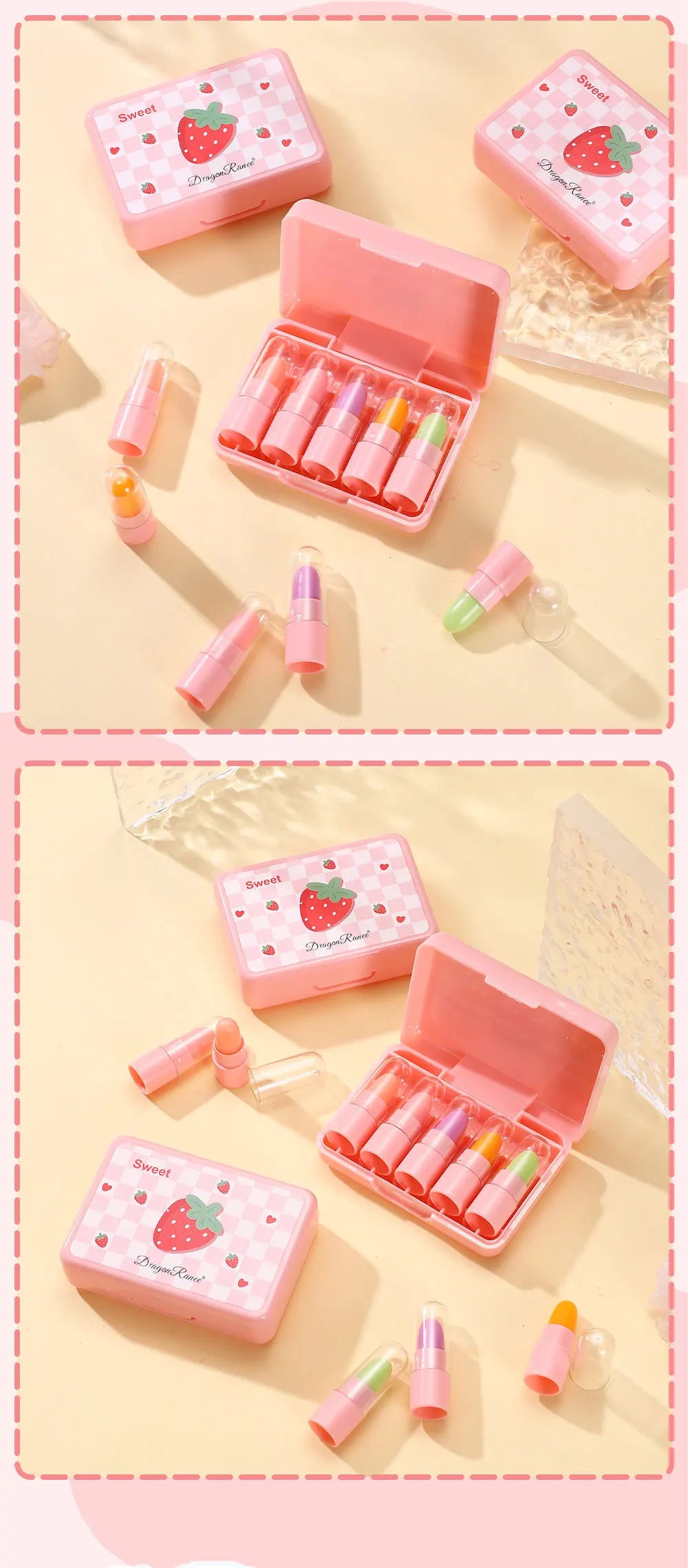 5-pack färgskiftande läppstift – söt gift set med fruktsmak, mini lipsticks som ändrar färg efter temperatur