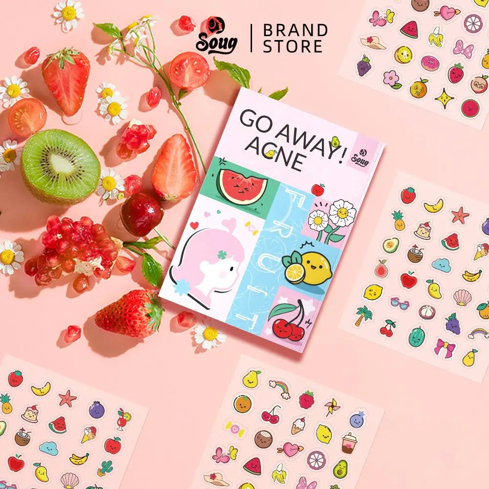 Cute Food Acne Patch – 120 st roliga acneplåster med fruktmotiv, behandlar & täcker finnar