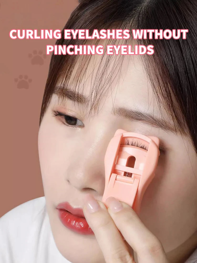 Katt-tass ögonfransböjare – söt och portabel fransböjare med extra silikonpad