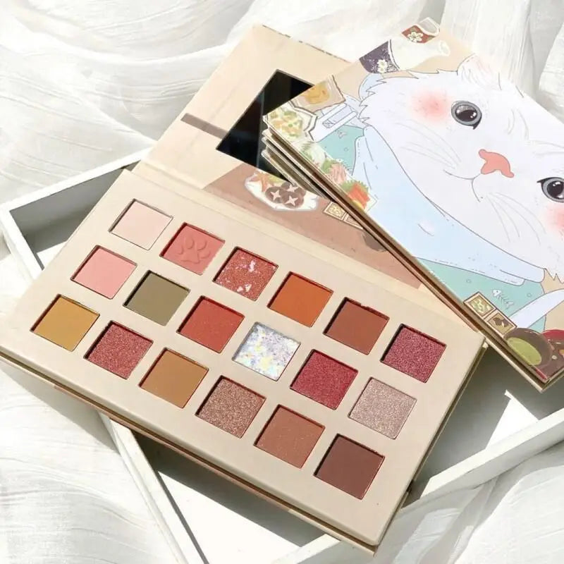 18-färgs Cat Eyeshadow Palette – matt, skimrande & glitter