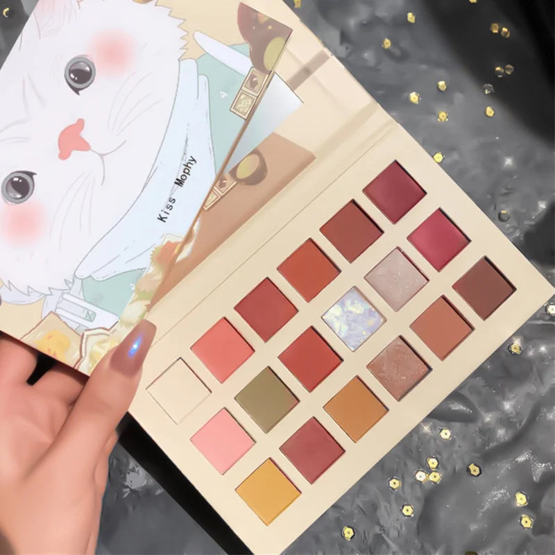 18-färgs Cat Eyeshadow Palette – matt, skimrande & glitter