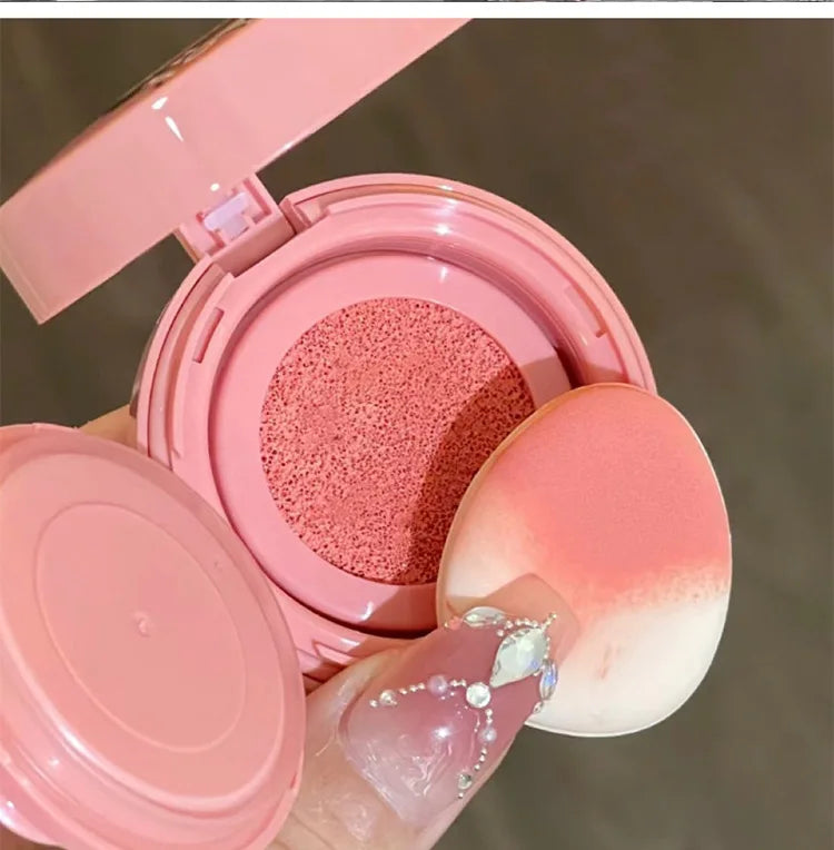 Blusear Cushion Blush – långvarigt rouge med puff, blendbar nyans & brightening-effekth Blendable Shade with Powder Puff Whitening without Sticking Long Lasting Gege Bear Makeup Blusher