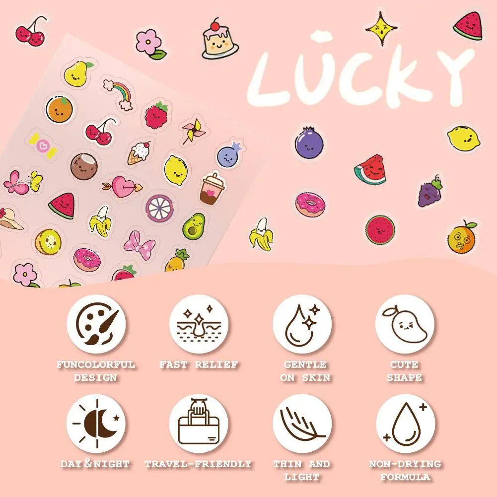 Cute Food Acne Patch – 120 st roliga acneplåster med fruktmotiv, behandlar & täcker finnar