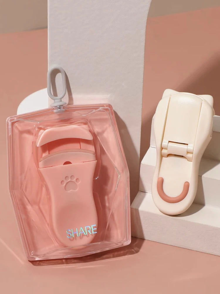 Katt-tass ögonfransböjare – söt och portabel fransböjare med extra silikonpad