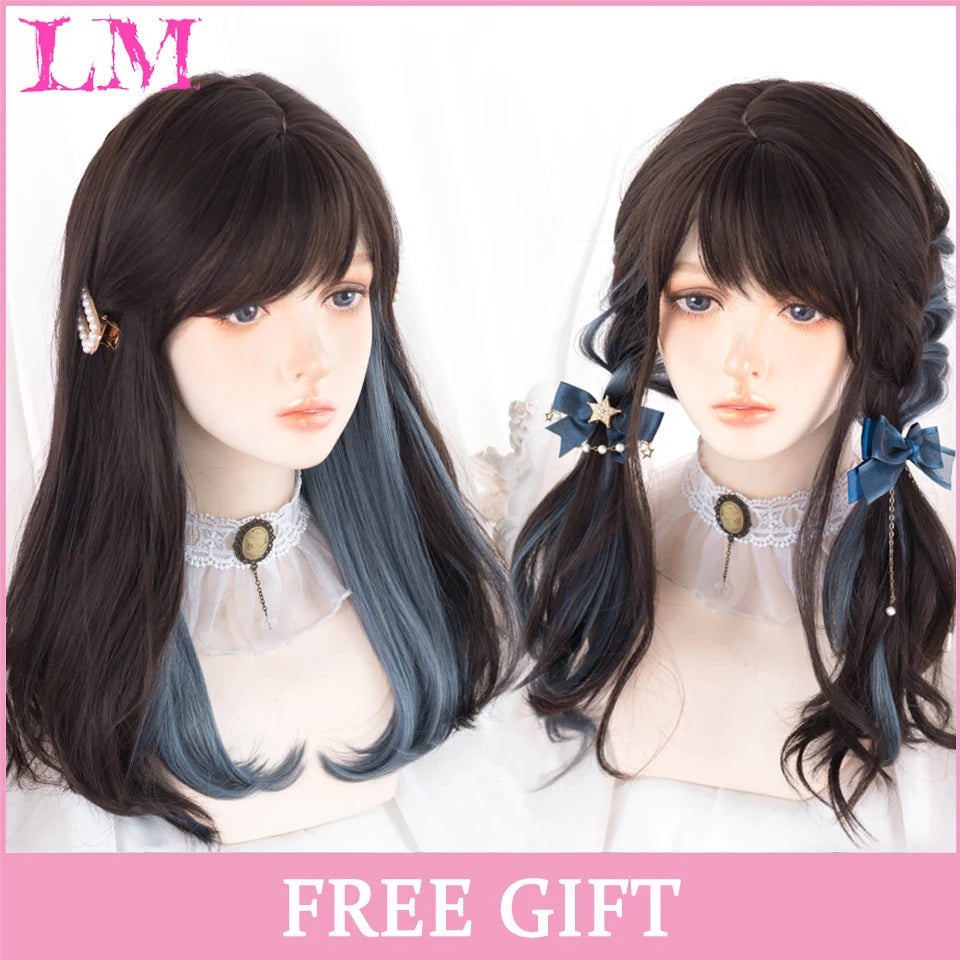 Rosa rak peruk 61 cm – lång syntetperuk med lugg