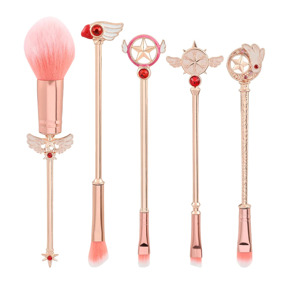 Card Captor Sakura sminkborstset – 5 st borstar med metallhandtag