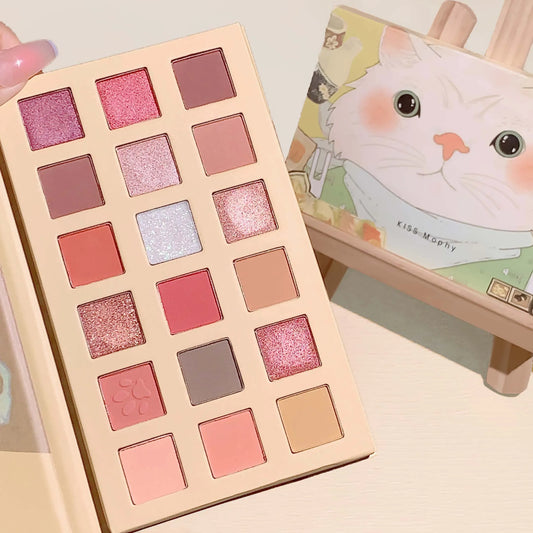 18-färgs Cat Eyeshadow Palette – matt, skimrande & glitter