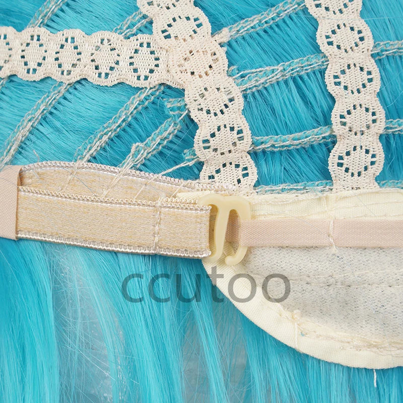 Vocaloid Miku cosplayperuk 55 cm – grön ombre lockig peruk med hästsvansar