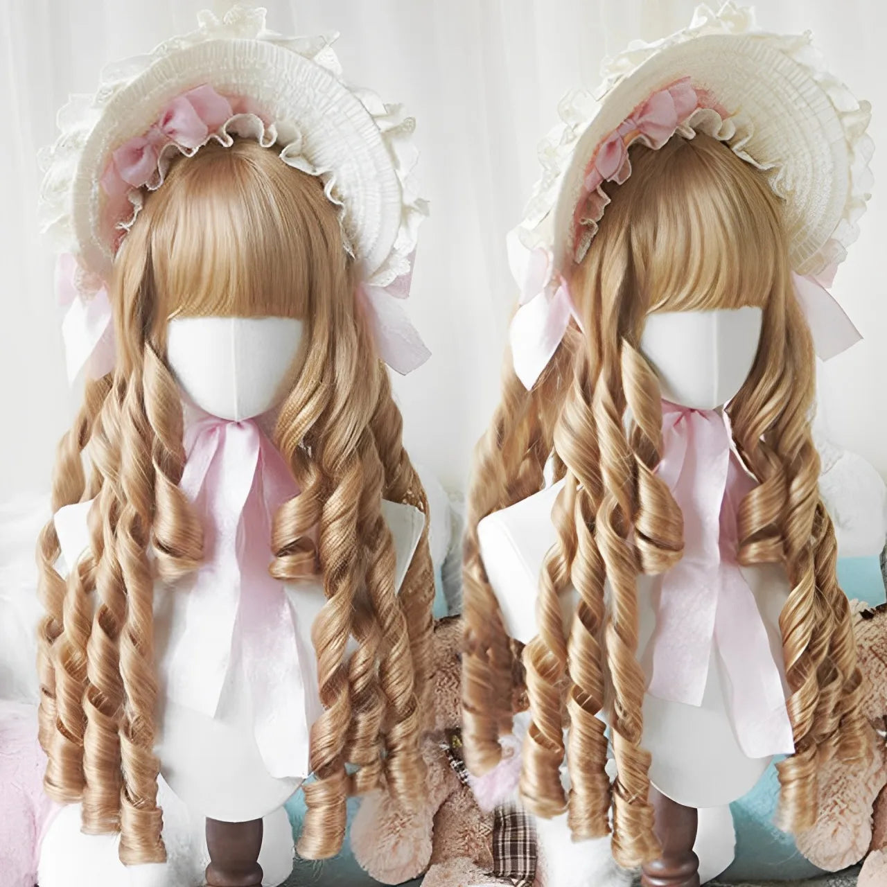 Ombre Harajuku-peruk 66 cm – lång vågig cosplayperuk med lugg