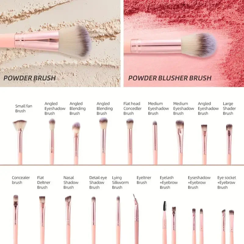 20/40pcs Pink Makeup Brush Set – komplett kit för alla dina looks