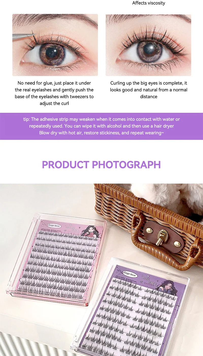 Gege Bear no-glue lösögonfransar – enkel 3-stegs applicering