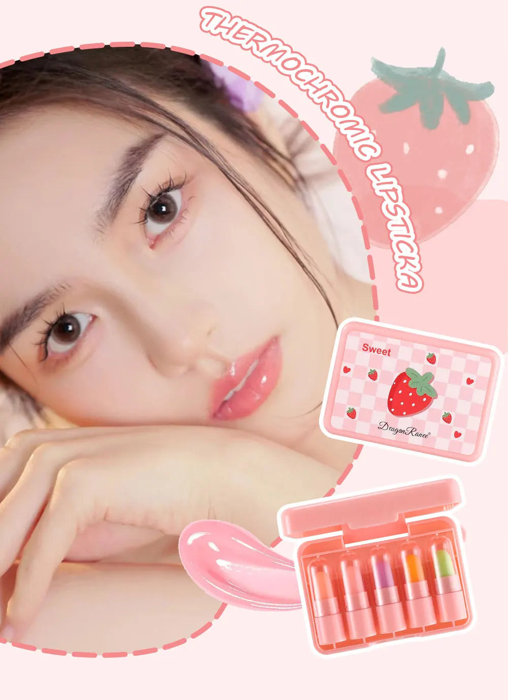 5-pack färgskiftande läppstift – söt gift set med fruktsmak, mini lipsticks som ändrar färg efter temperatur