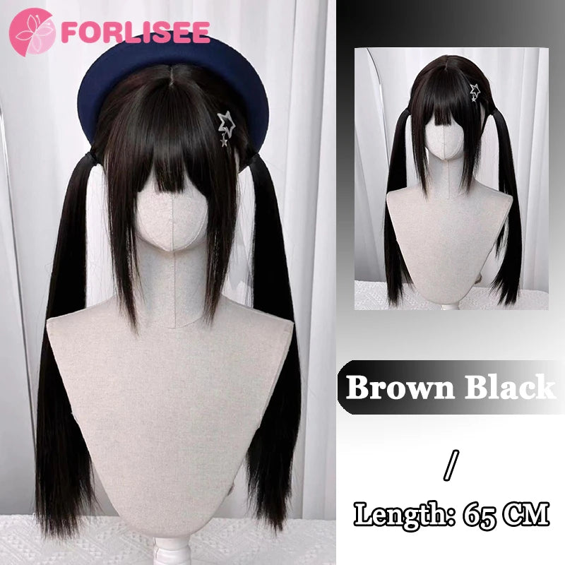 Ombre-peruk 66 cm – lång lockig cosplayperuk med mittbena