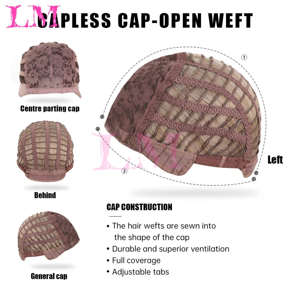 Rosa rak peruk 61 cm – lång syntetperuk med lugg