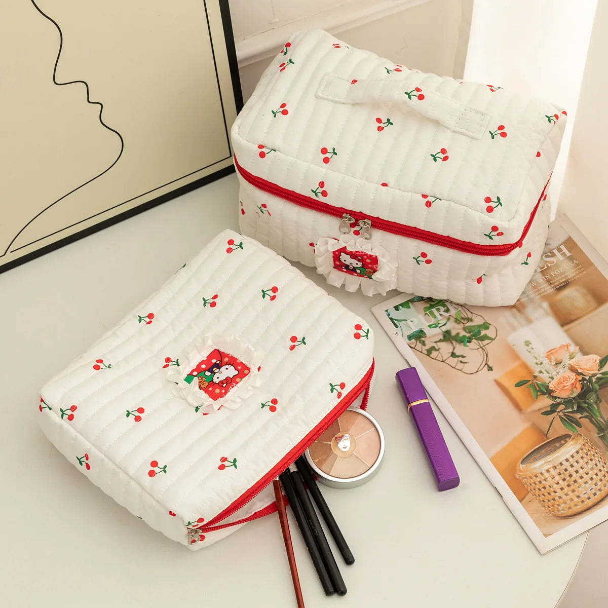 Cute Cat Makeup Bag – stor sminkväska med kawaii design