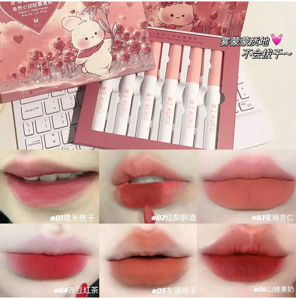 6-pack kawaii läppstiftset – koreansk makeup i matta nyanser