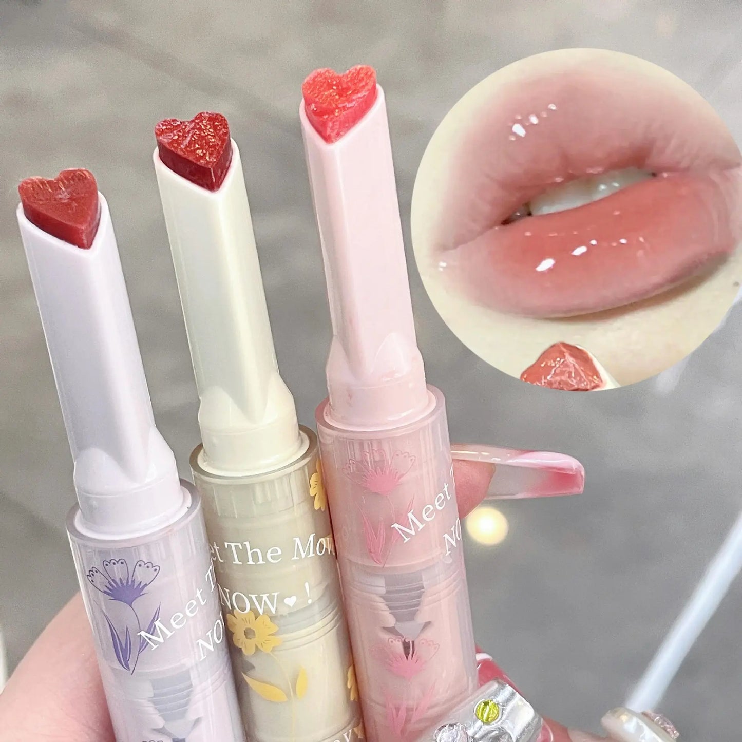 Water-light Lip Glaze – hjärtformad lip tint med glitter, långvarig fukt & spegelglans