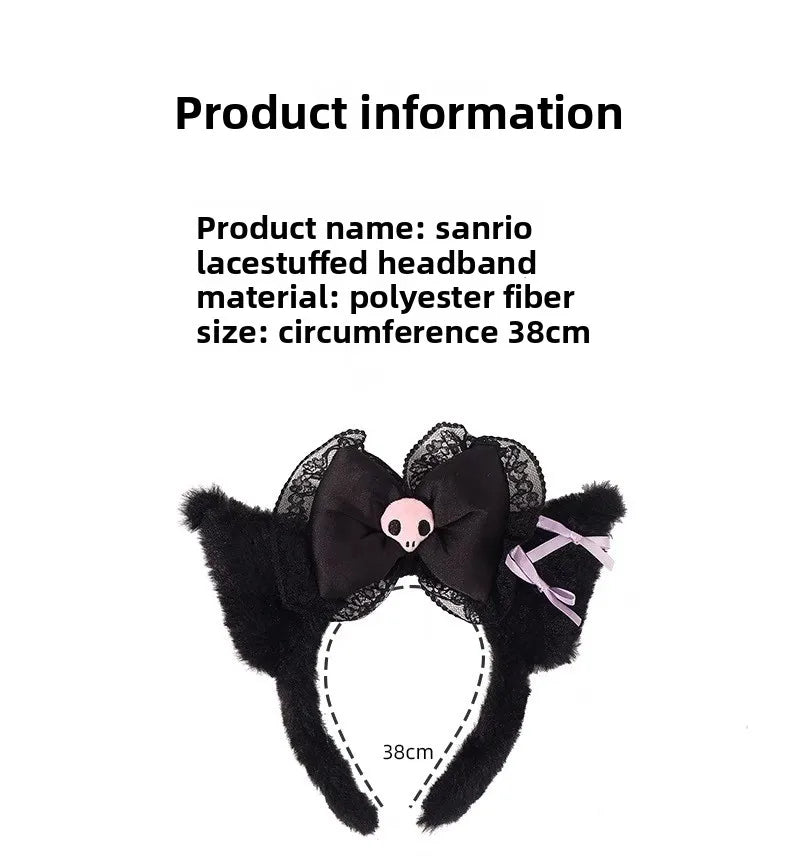 Hello Kitty hårband för barn – söta plyschiga håraccessoarer med spets & rosetter