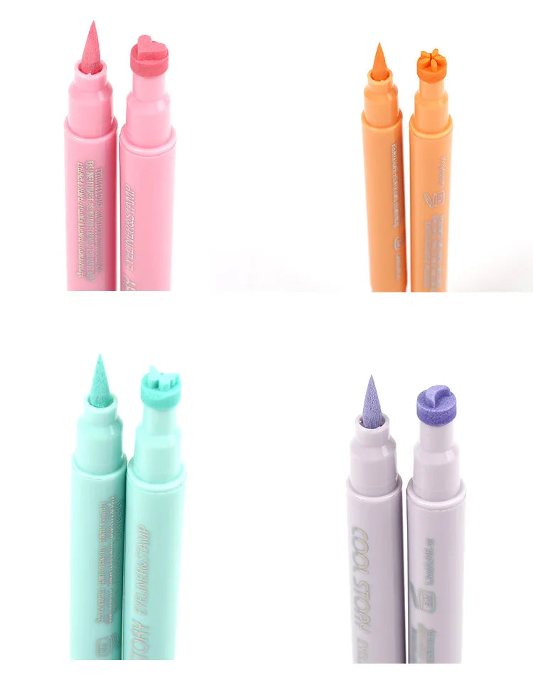 Eyeliner set 5-pack – pastell eyeliners med stämplar (fjäril, stjärna, hjärta, blomma & måne), vattenfasta & snabbtorkande