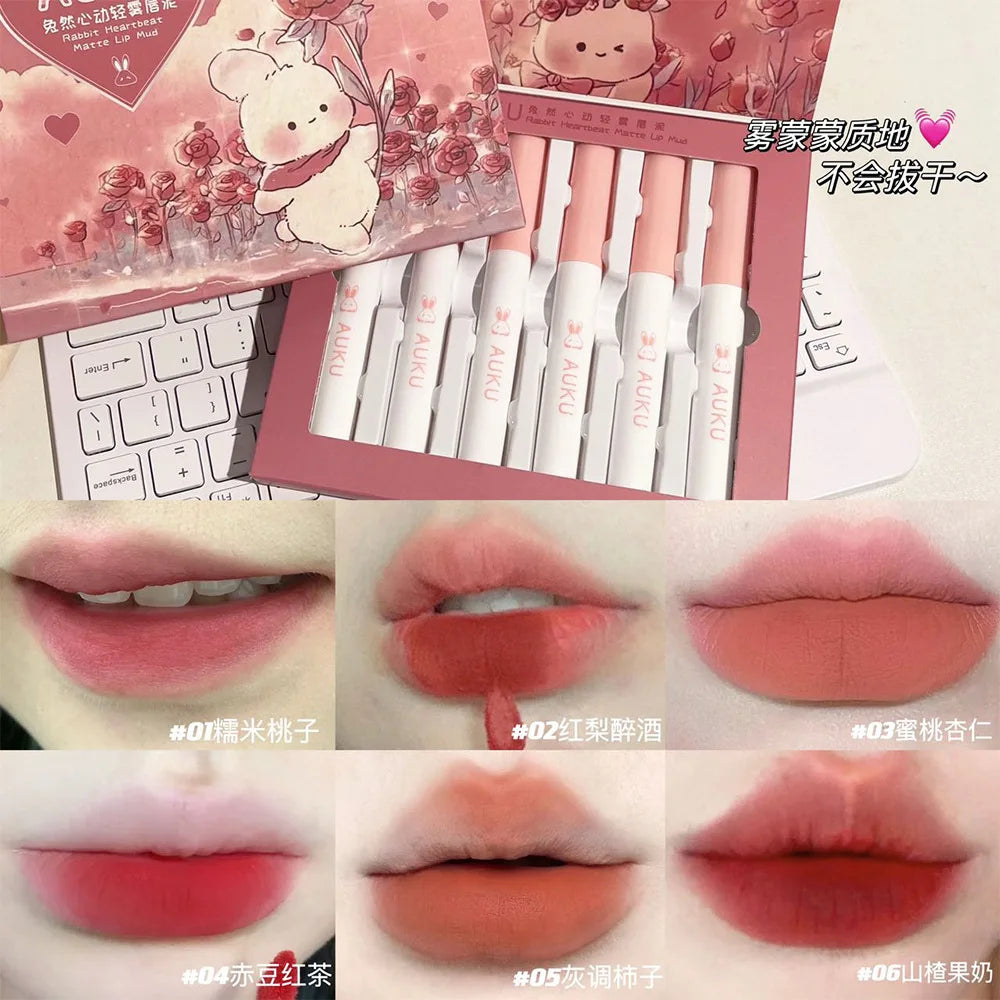 6-pack kawaii läppstiftset – koreansk makeup i matta nyanser
