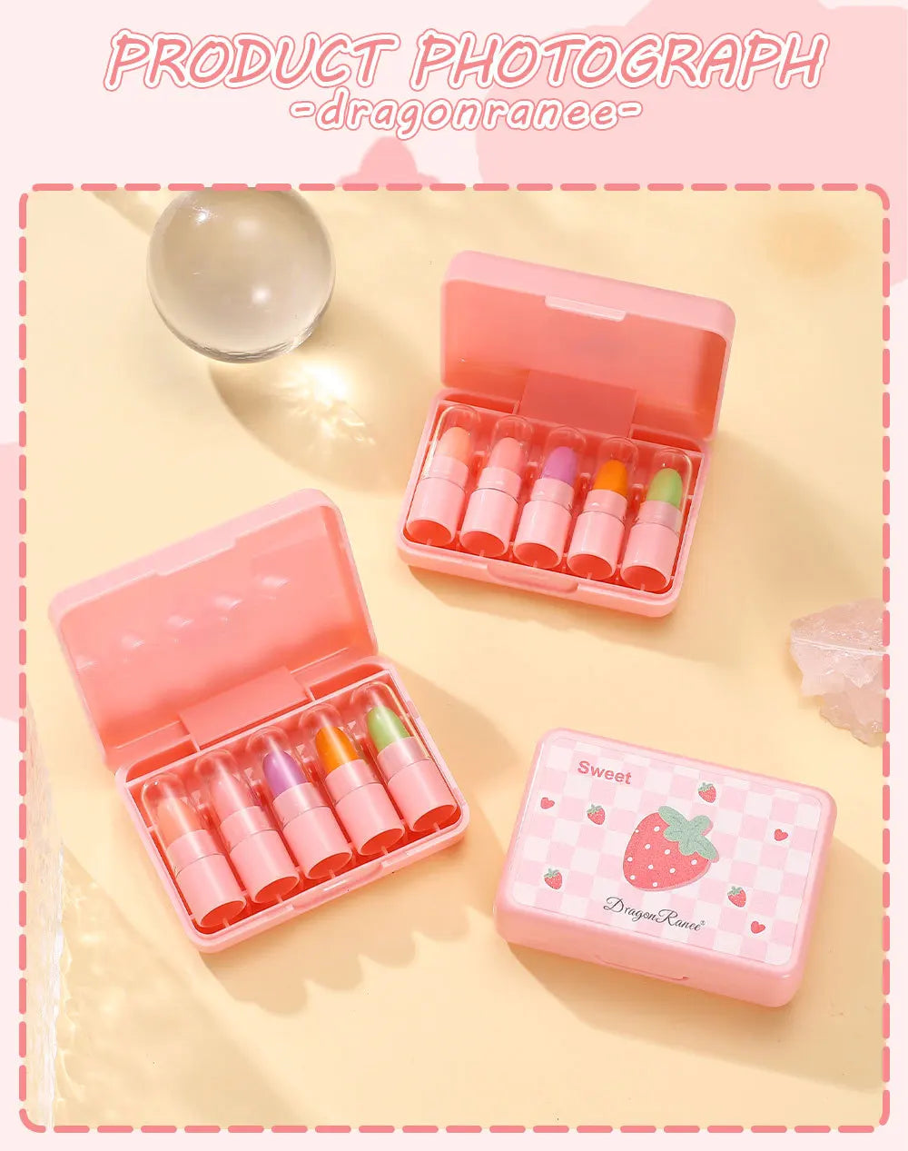 5-pack färgskiftande läppstift – söt gift set med fruktsmak, mini lipsticks som ändrar färg efter temperatur